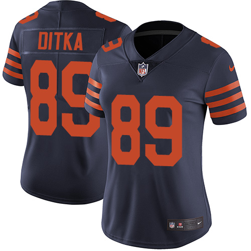Nike Bears #89 Mike Ditka Navy Blue Alternate Women's Stitched NFL Vapor Untouchable Limited Jersey - Click Image to Close